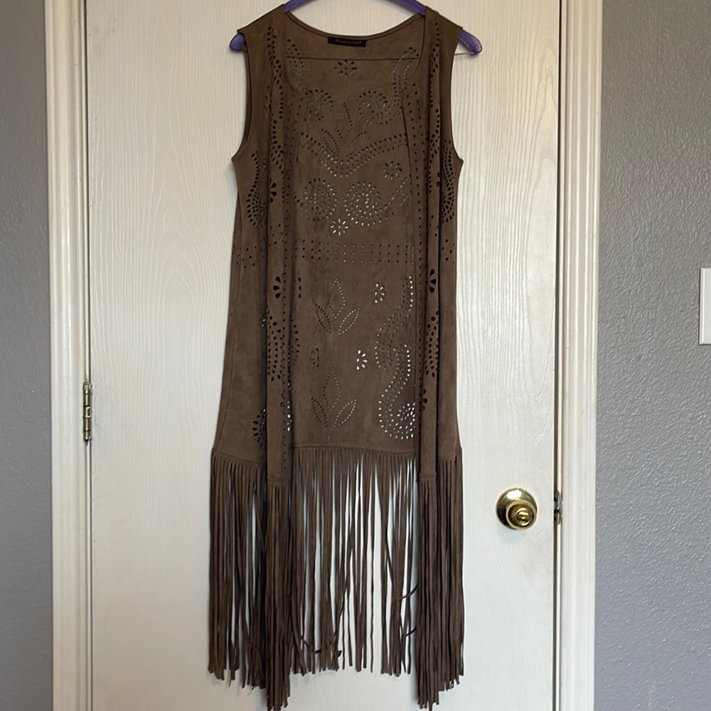 Cutout fringe cardigan